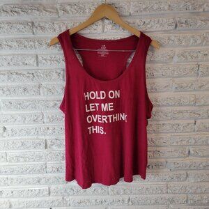 Secret Treasures Womens Top 2X Plus Tank Let Me Overthink This Red NOV126E